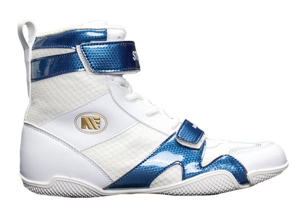 Main Event Stealth Boxing Boots - White Blue Adult Sizes 6 - 12